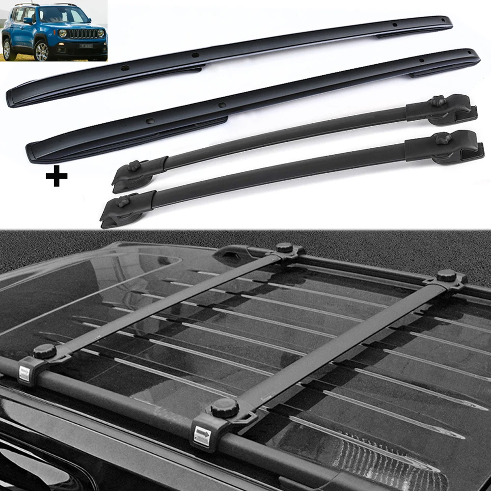 4Pcs Fixed Crossbar Cross Side Rail Roof Rail Bar Fit for Jeep Renegade 2015-2023