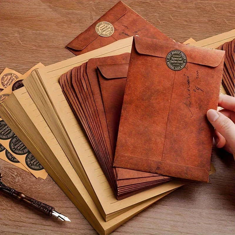 10pcs Vintage Kraft Paper Envelopes, Wedding Party Invitation Card Envelopes, Multifunctional Paper Envelope