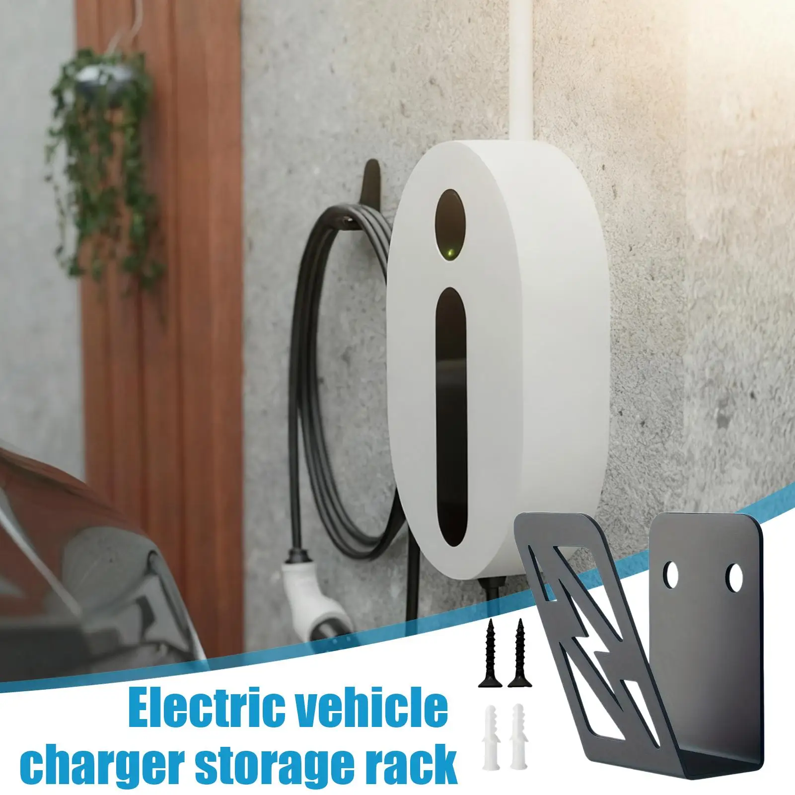 EV Charging Cable Holder With Screw Iron Wall Mount Organizer Ev Charger Stand For Camping Commuting Adventure Road Trip Travel