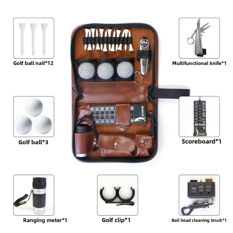1 Buah Tas Organizer Kit Alat Golf Kulit-Penyimpanan Multifungsi Portabel untuk Aksesori Golf, Penggunaan Lapangan Luar Ruangan