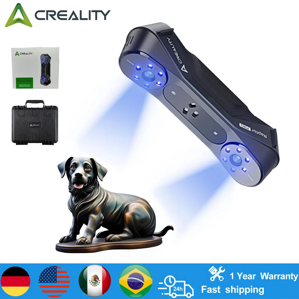 

Creality 3D Scan Raptor Pro Промышленный 3D-сканер с мостом сканирования Двойной синий лазер + NIR Свет Точность 0,02 мм Высокая скорость 60 кадров в секунду