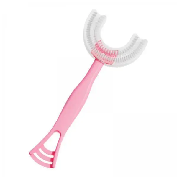 Toddler Manual Toothbrush U Shape Soft Silicone Brush Head 360 Clean Easy Grip Handle for Kids Ages