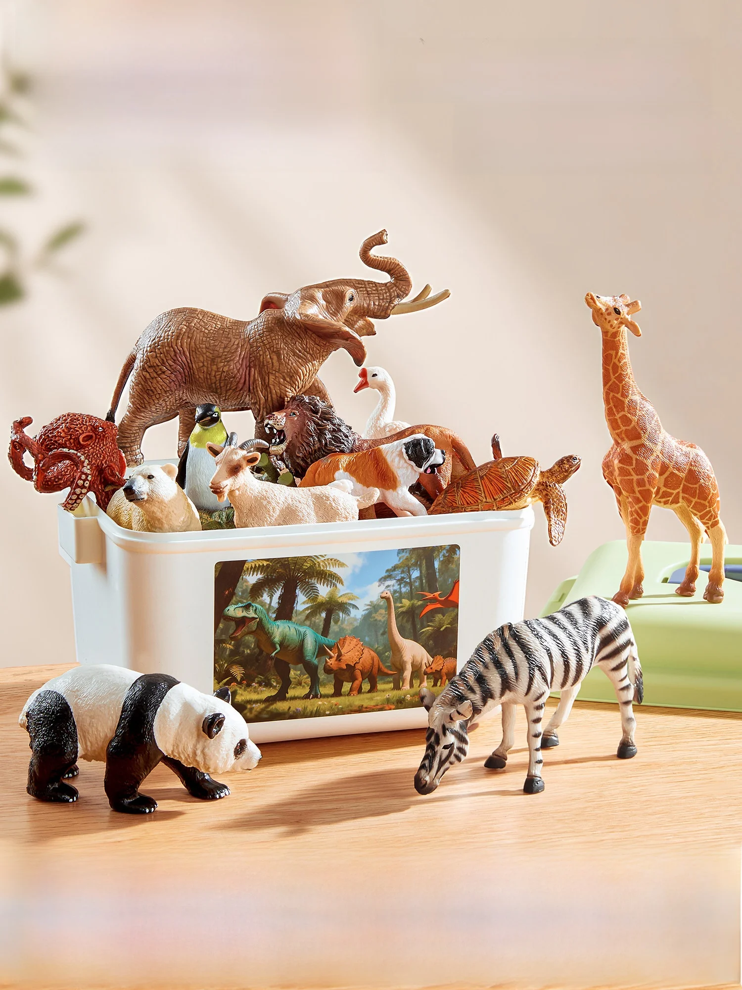 Early Education Wild Animal Park Simulation Toys for Children Cognitive Learning Zoo Animal Models Playset Safe Non-Toxic Mat...