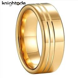 6mm 8mm Width Tungsten Carbide Rings Two Offset Grooves Simple Fashion Men Women Wedding Band Flat Brushed Polished Comfort Fit