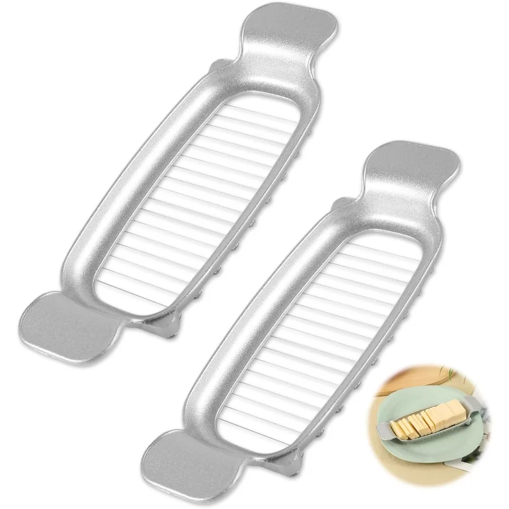

2pcs Cheese Slicer, Stainless Steel Butter Slicer Tool Handheld Cheese Cutter Wire Butter Cutter Single Stick Kitchen Slicing To