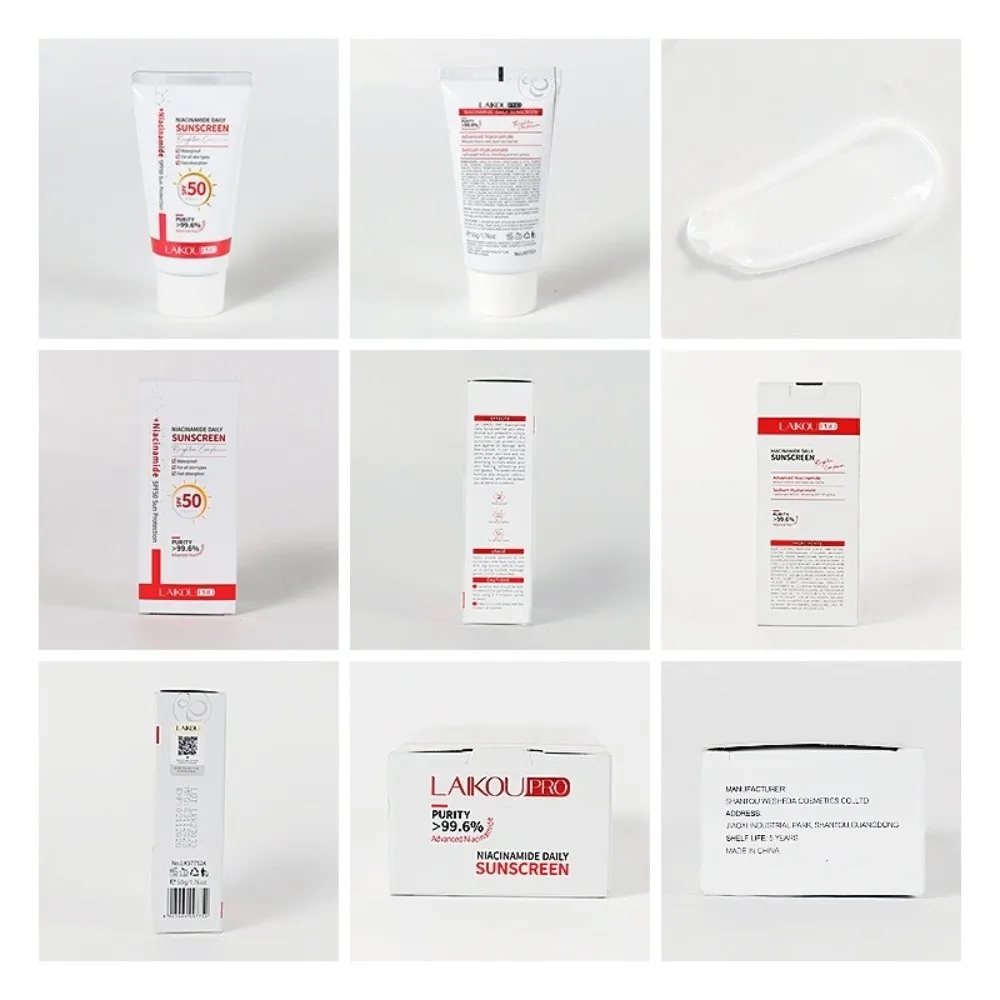 SPF 50 Whitening Sun Cream Effective Bleaching Nicotinamide Face Cream Brightening Skin Protective Sunscreen Cream Face Care