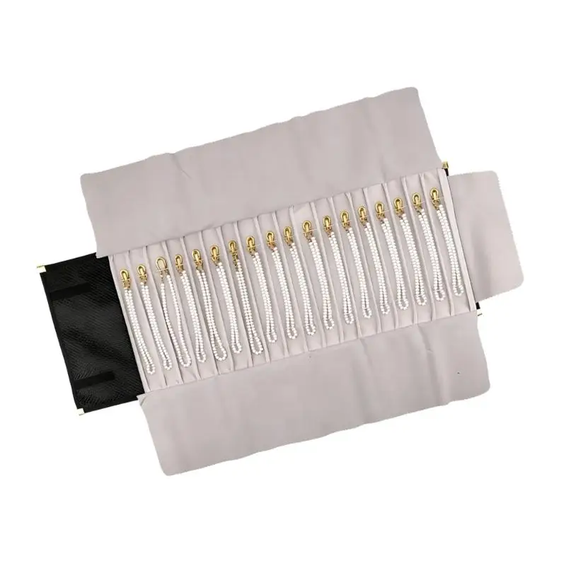 A52E Elegante Schmuck-Rolltasche mit sicheren Fächern, perfekt für Reisen und den Heimgebrauch – Detail 8