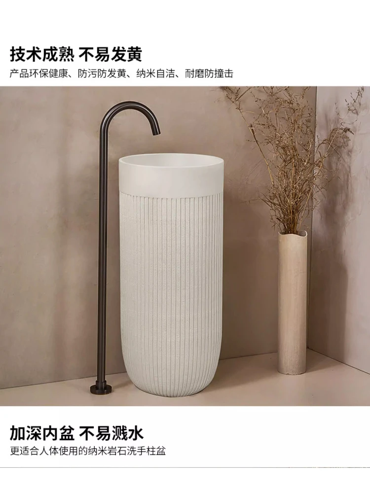 

Japanese wabi-sabi style column basin floor-to-ceiling integrated art personality creative washbasin