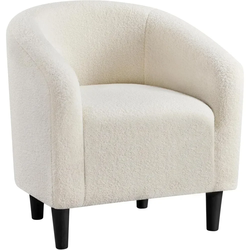 

A Accent Barrel Chair, Faux Fur Club Chair, Furry Sherpa Elegant and Cozy, Soft Padded Armchair, Suitable