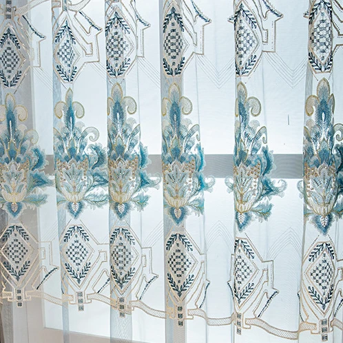 Grüne Vorhänge im europäischen Stil für Wohnzimmer, Schlafzimmer, Esszimmer, Chenille, hohle Stickerei, luxuriöse Fenstervorhänge, Schattierung, individuelle Größe – Detail 13