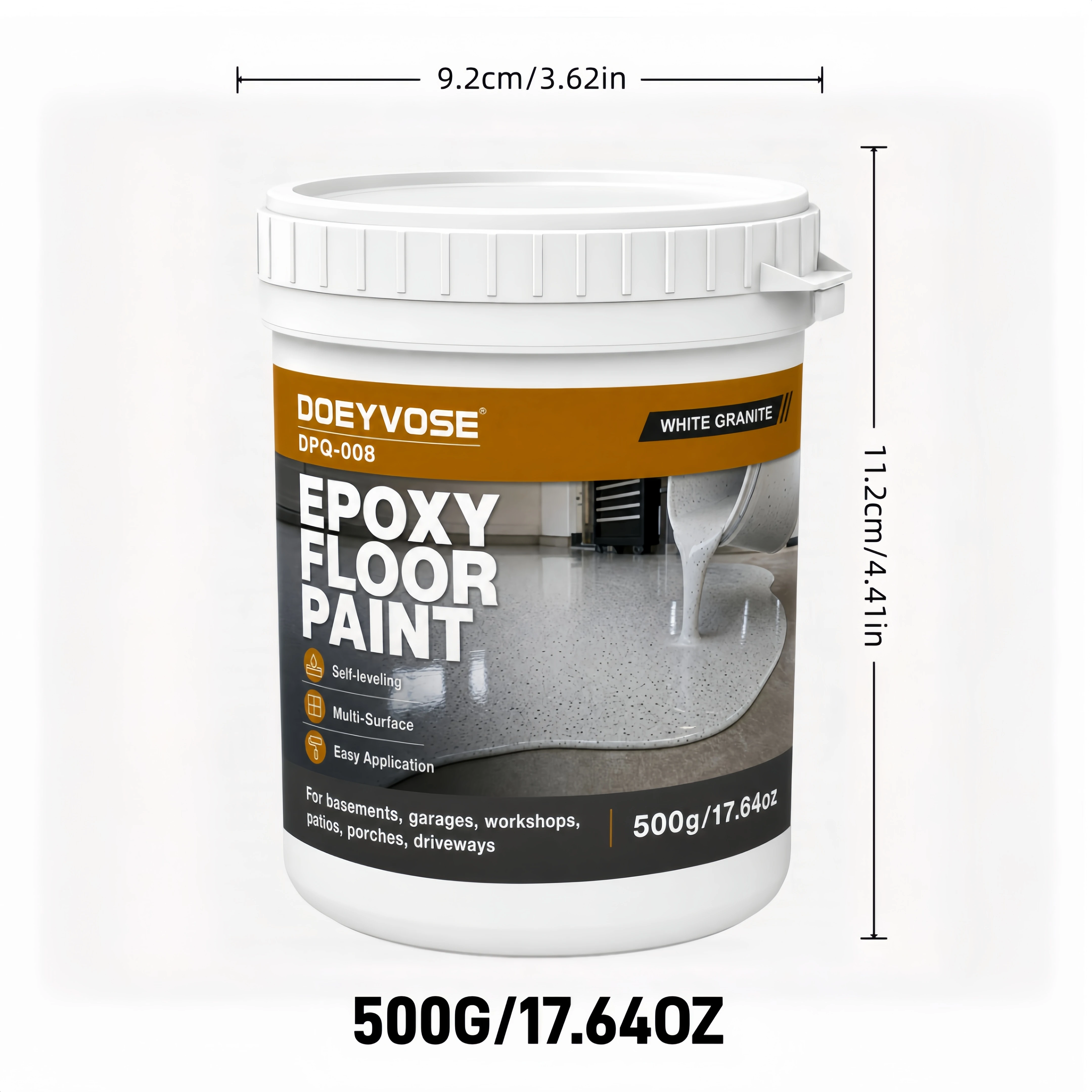 Durable White Granite Epoxy Floor Paint 500g Indoor Outdoor Concrete Paint