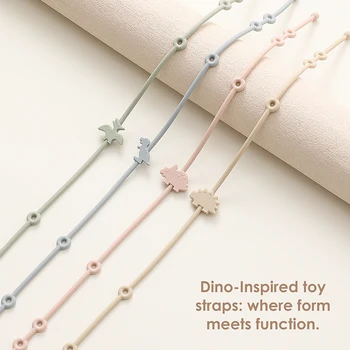 4 pezzi giocattolo in silicone per bambini cinghie di sicurezza per seggiolone passeggino seggiolino auto design dinosauro bambini anti-goccia ciuccio clip accessori per bambini