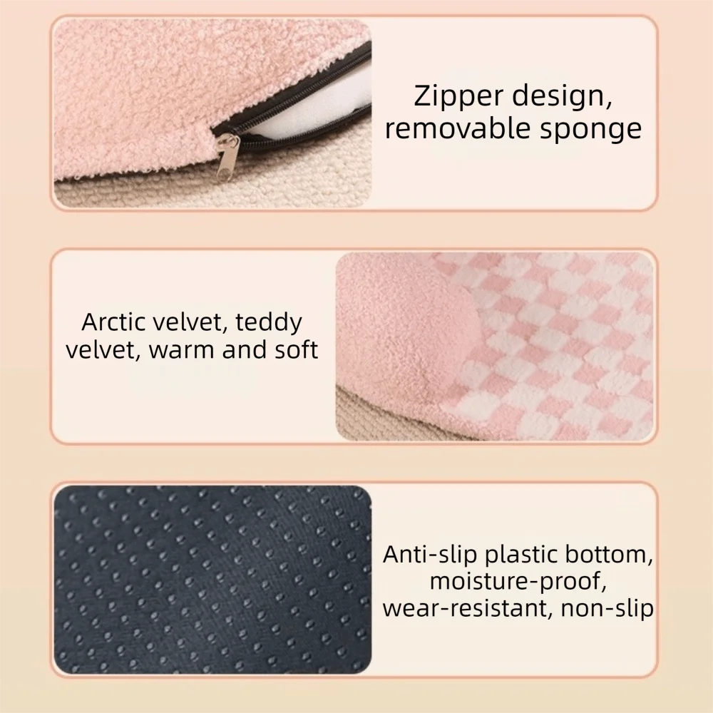 

Comfortable Warm Cat Sleeping Mat Non Slip Pillow Design Dog Sofa Bed Removable Checkered Dog Kennel Mat Autumn Winter