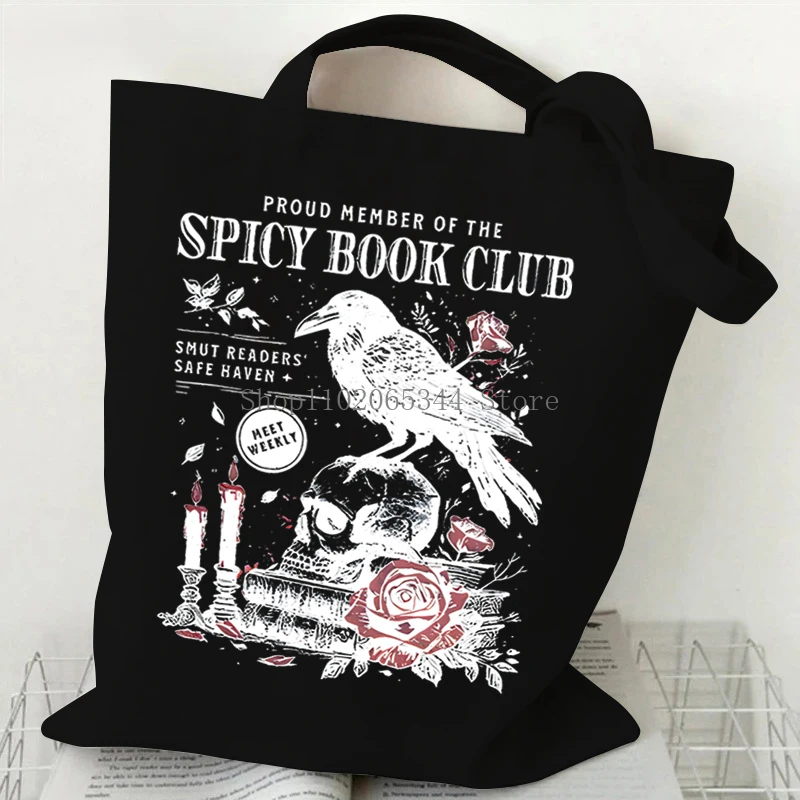 Girls Halloween Demon Black Cat Witch Tote Bags Gothic Rose Animal Kitten Lover Shopping Bag Harajuku Fashion Cat Women Handbags