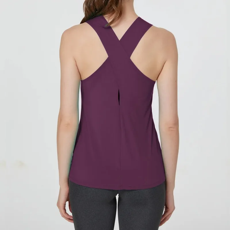 

Summer Sleeveless Yoga T-Shirt Women Loose Fitness Running Tank Top Breathable Quick Dry Gym Vest Female Workout Sportswear