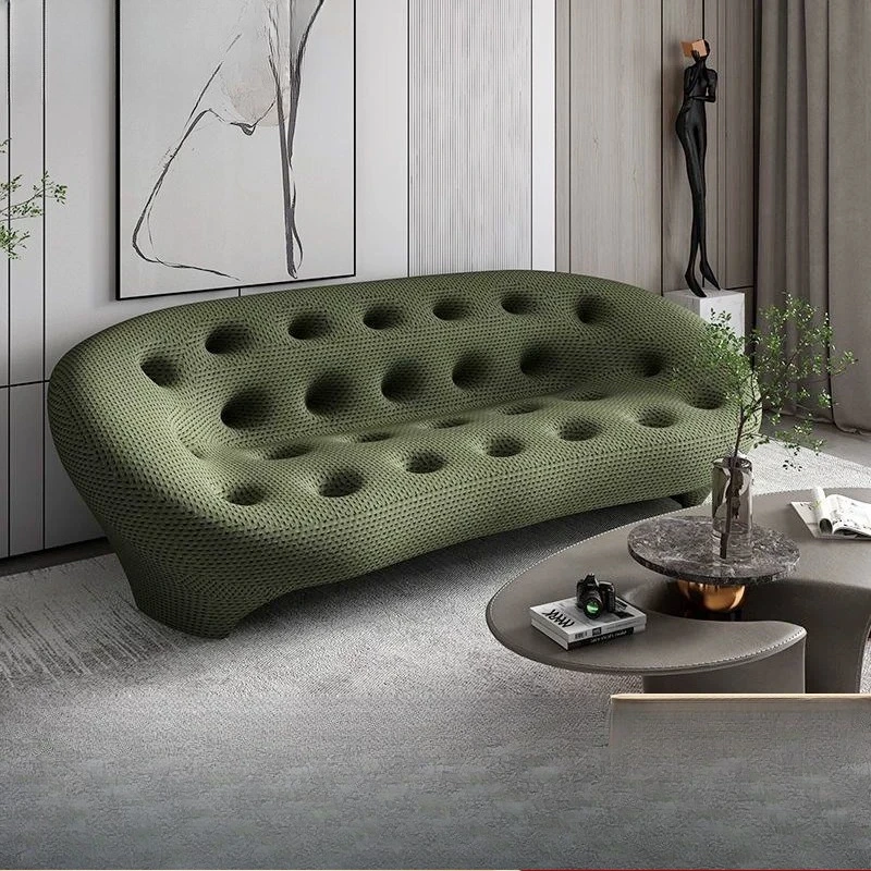 

Italian freehand space shell sofa Internet celebrity living room simple arc shape cotton fabric special-shaped sofa