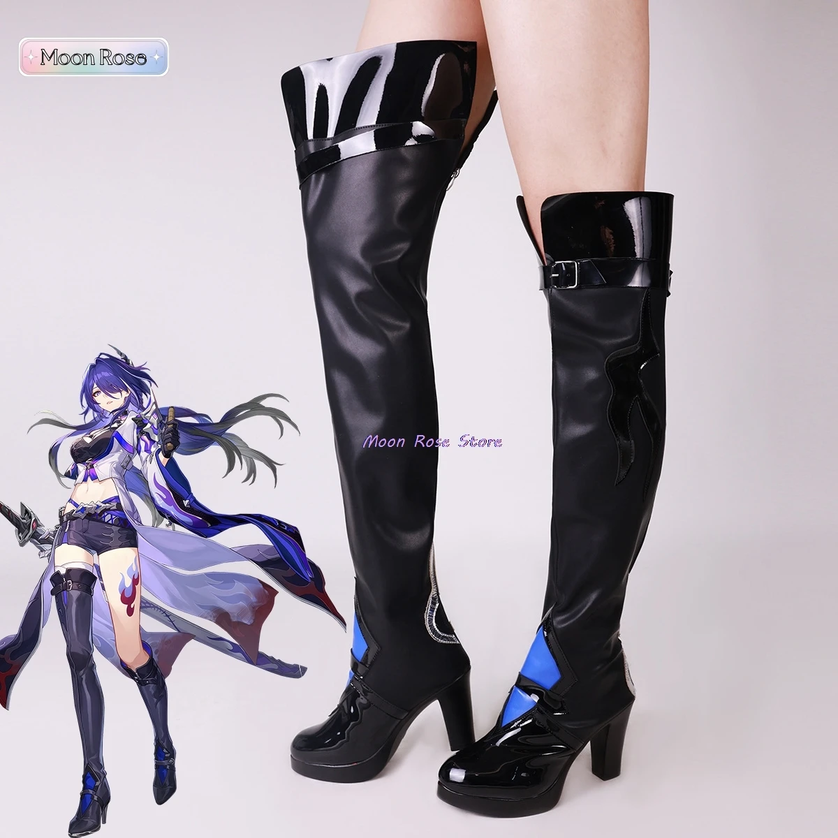 

Honkai Star Rail Acheron Cosplay Shoes Anime Chinese Style Halloween Costume Role playing props for women Game Accessories