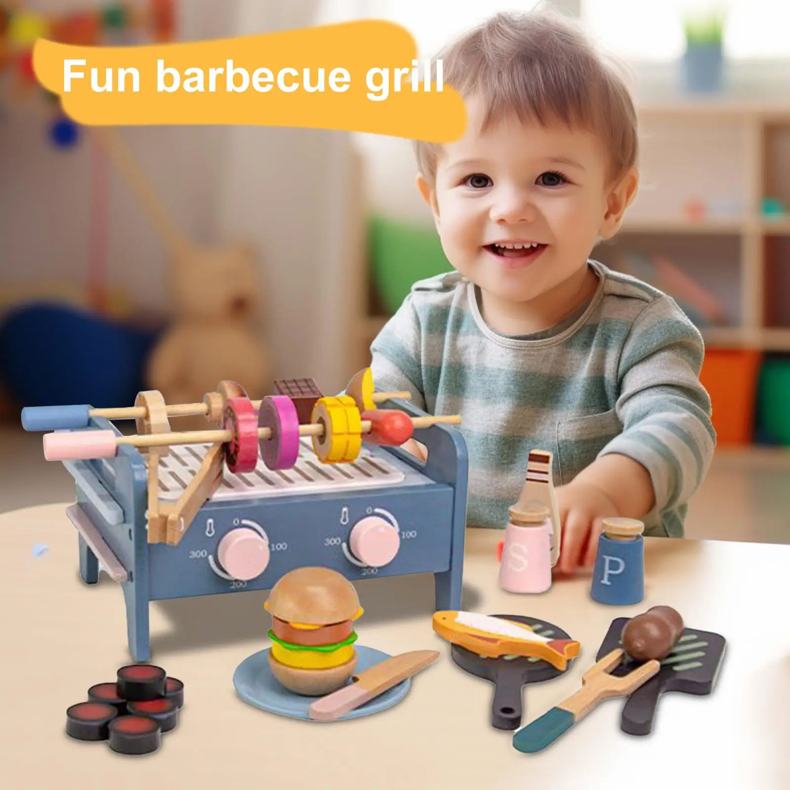 التظاهر شواء ليتل الشيف لعب مجموعات الالعاب الطبخ لعبة تعليمية تفاعلية لعبة للمنزل وقت اللعب الصبي الذين تتراوح أعمارهم بين 1-3 تطوير المهارات