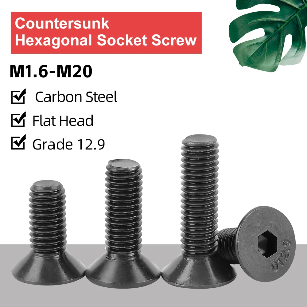 

Hexagon Socket Countersunk Head Screw M2 M2.5 M3 M4 M5 M6 M8 M10 M12 M14 M16 M20 Blackening Carbon Steel Allen Bolts Grade 12.9
