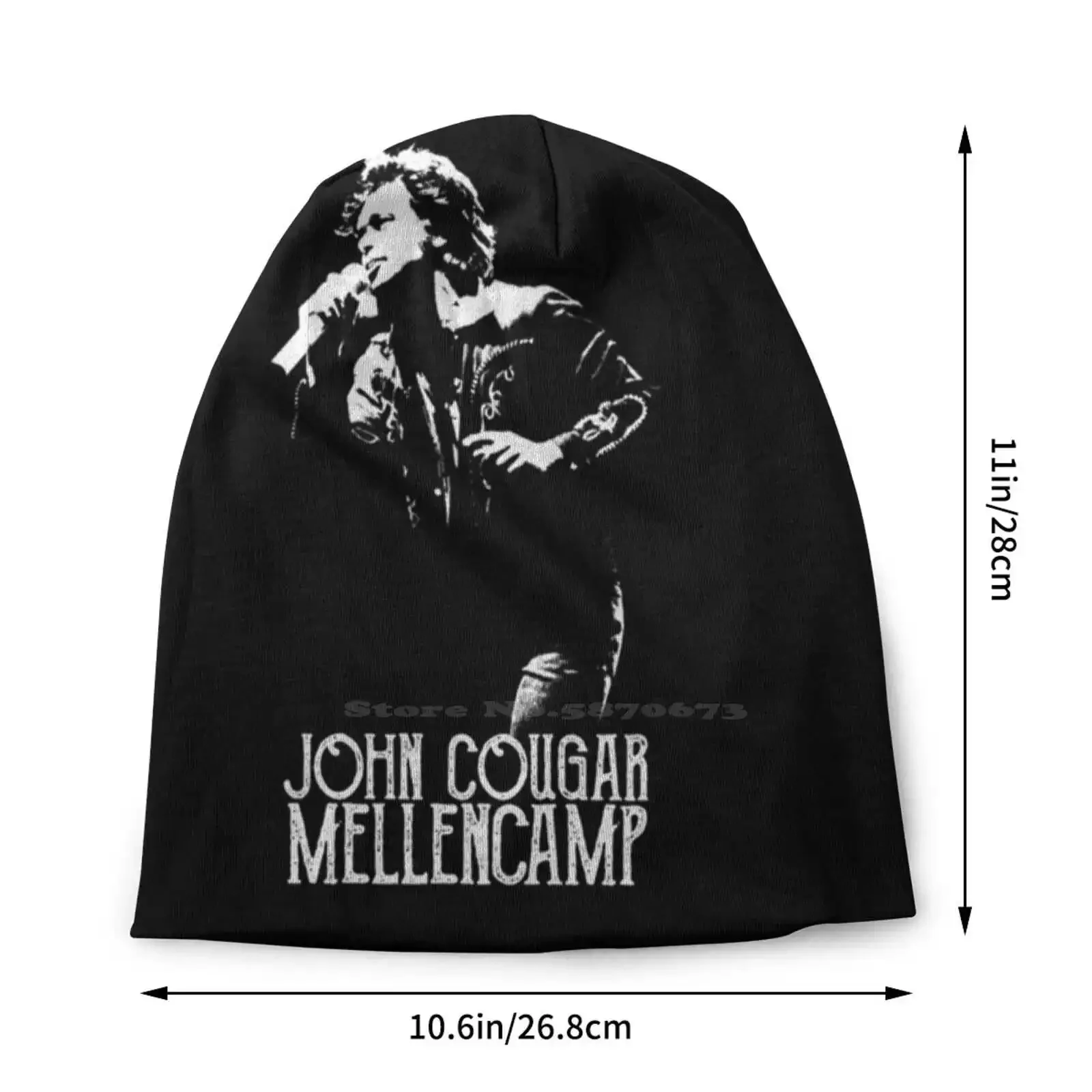 John Cougar-The White Stencil Knitted Hat Warm Beanie Outdoor Caps John Cougar Mellencamp Jack And Diane Hurts So Good 80s 90s