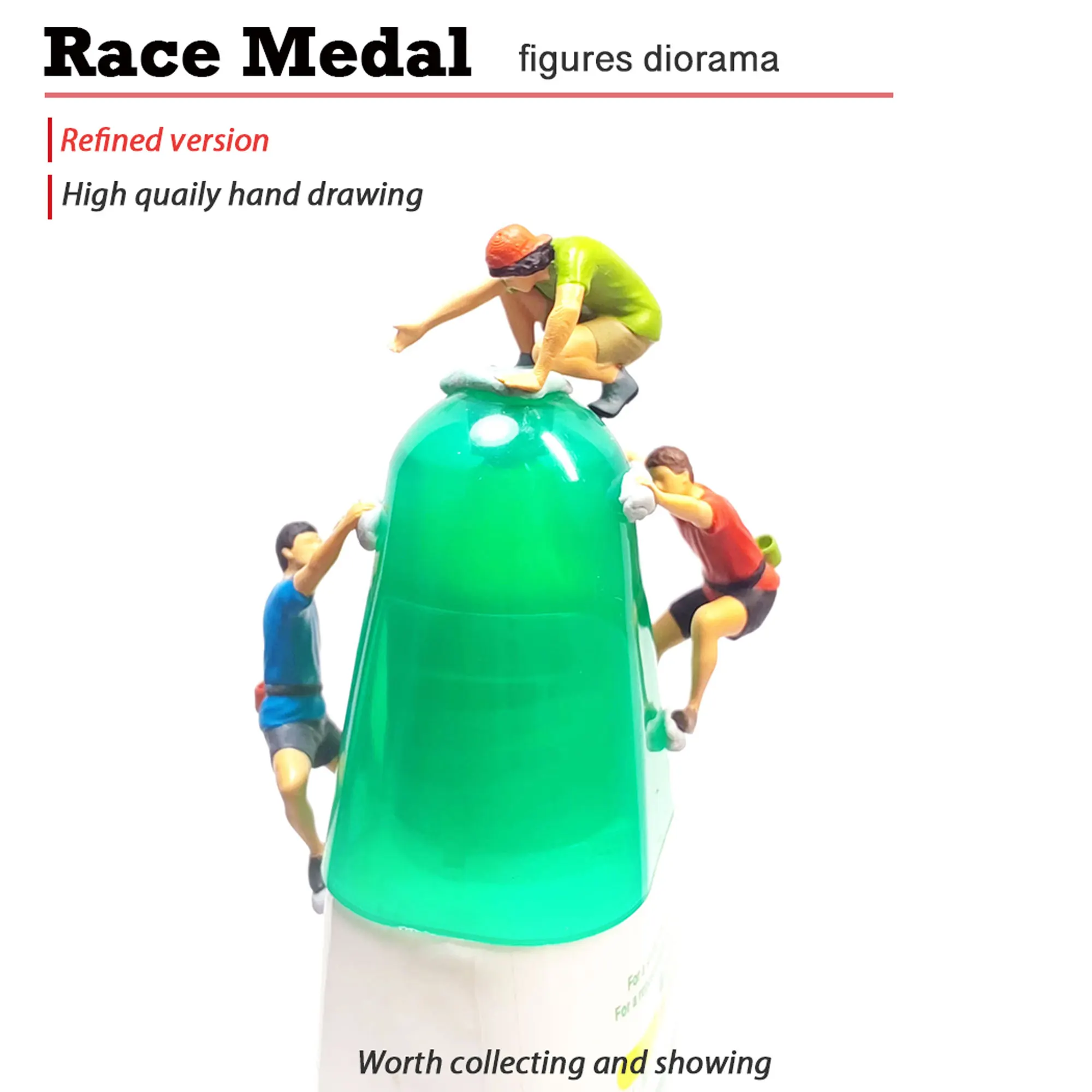 

race medal miniature simulation character boutique model sand field scene 1/64 person 87HO Rock climbing hiking outing