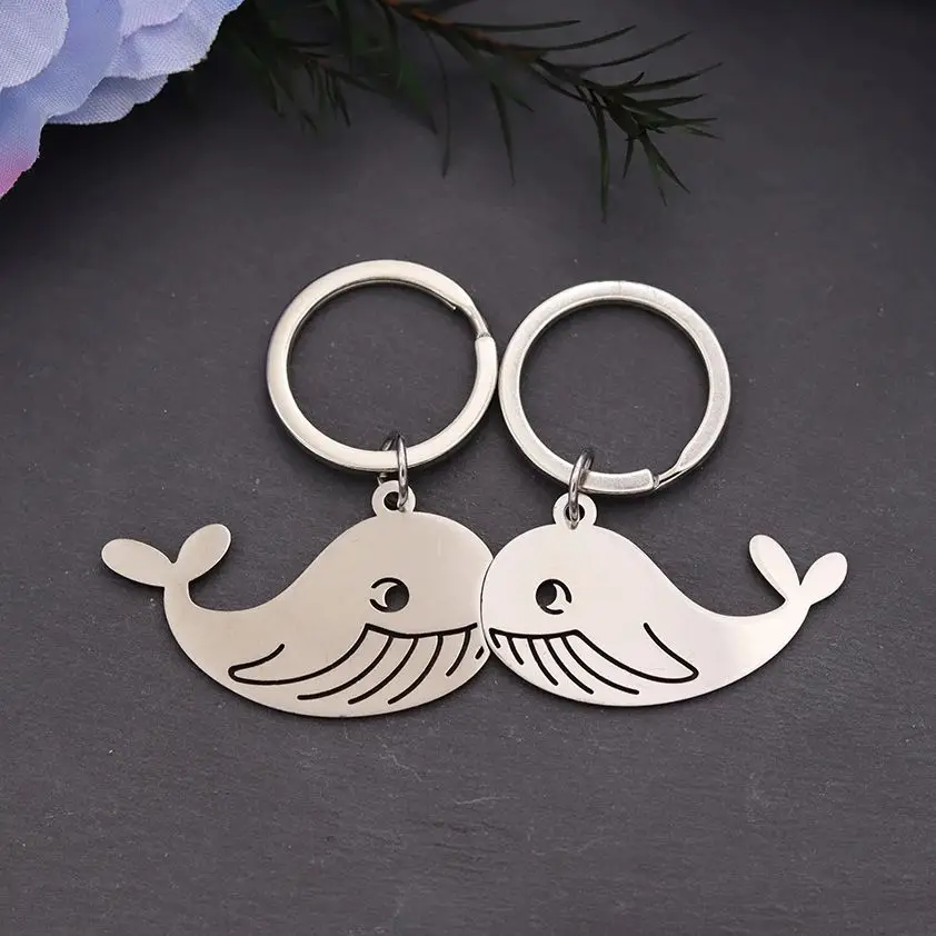 Couples Whale Splice Keychain Animal Loyal Keyring will never leave, cute and good-looking schoolbag, jewelry, pendant gift