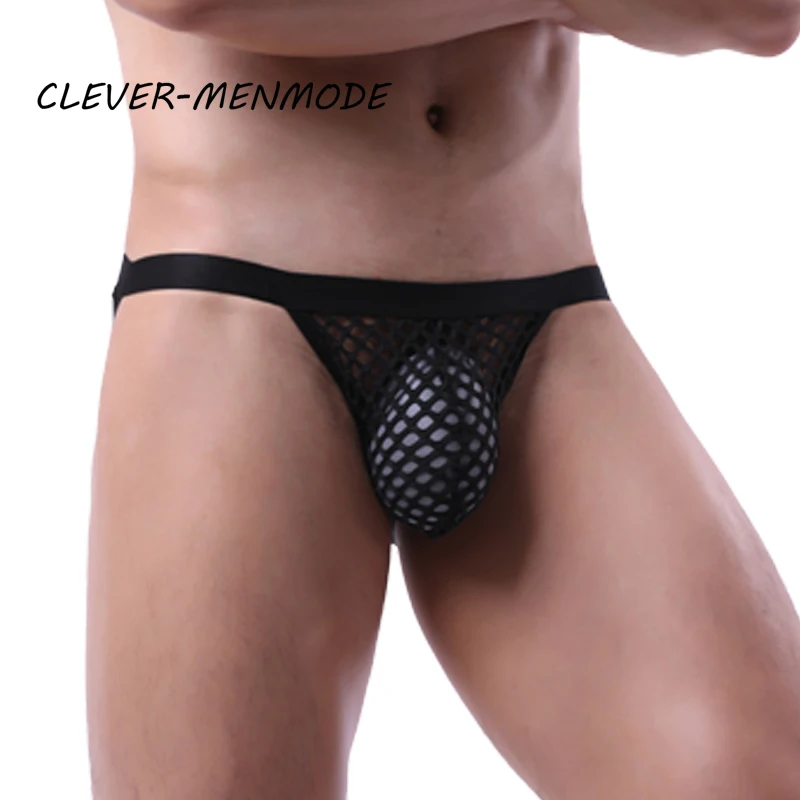 BDSM G-String T-Back Jockstrap Men Fashion Transparent Panties Sexy Fishnet Hip-Baring Thong Low Rise Mesh See-Through Lingerie image 3