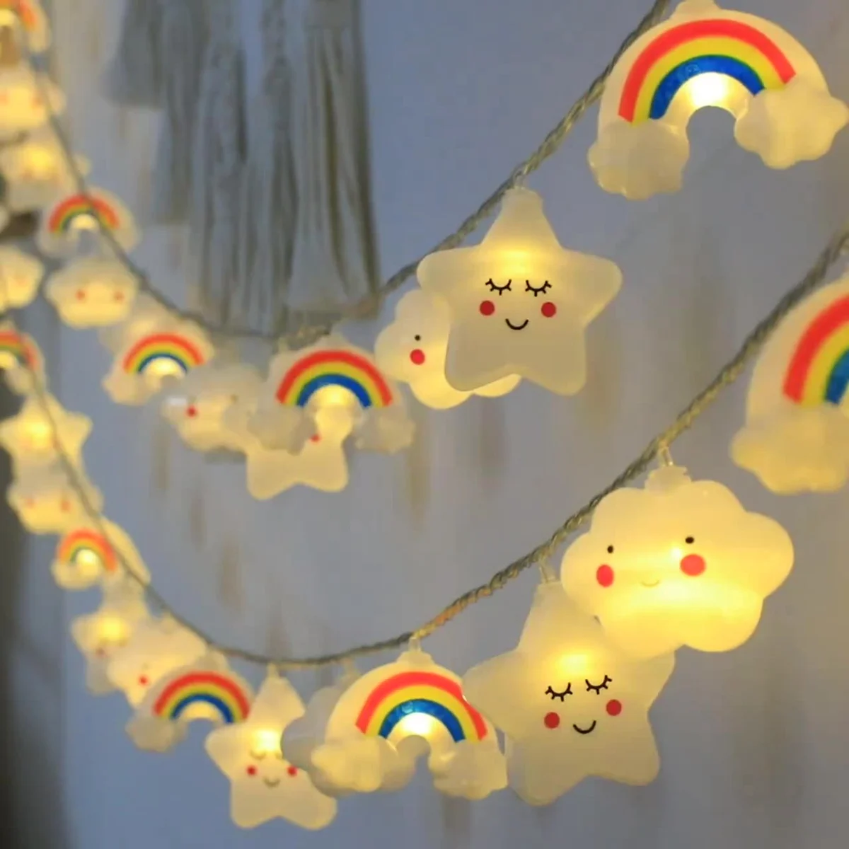 Pop 1PACK Rainbow&Star&Cloud String Lights LED Decorative Fairy Light Battery Powered Lights Twinkle Lights For Party Bedroom De