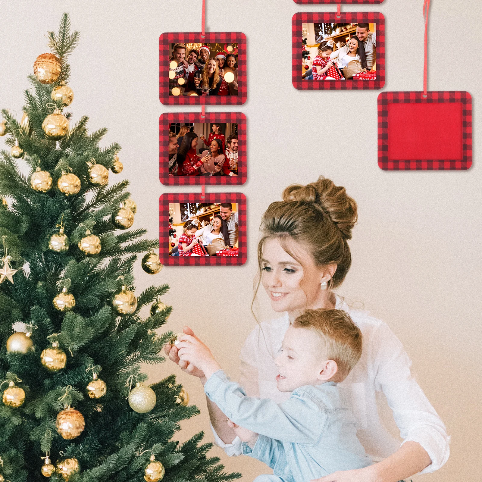

12Pcs Xmas Tree Pendant Felt Photo Frame Hanging Ornament DIY Photo Frame Decor Christmas Festival Decoration Xmas Tree Pendant