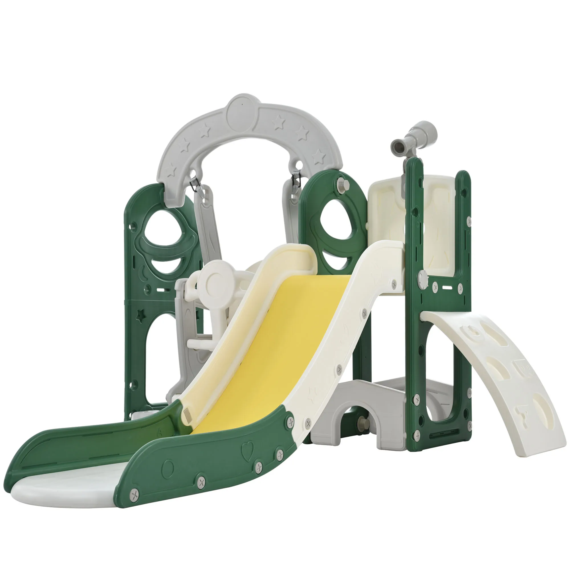 Set aus Rutschen und Schaukeln für Kleinkinder, 5-in-1, Kinderspielplatz, Kletterrutsche, Spielset mit Teleskop