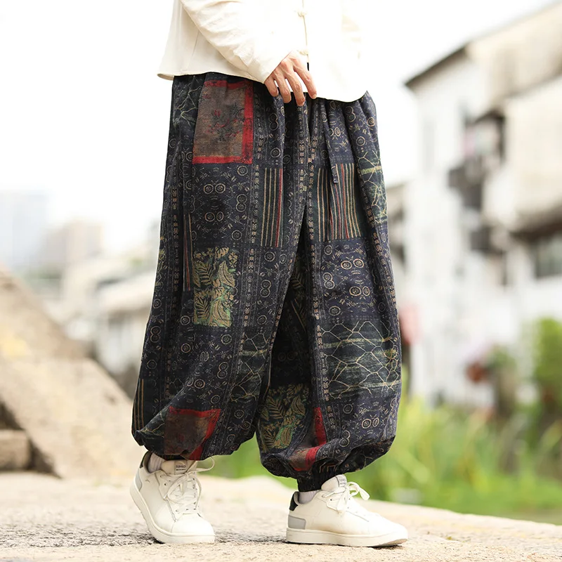Streetwear Men Wide Leg Pants Harajuku Style Loose Harem Pants Male Casual Jogger Sweatpants Men Chinese Style Trousers