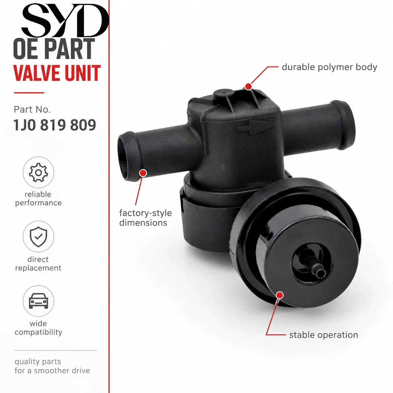 Auto Heater Core Water Valve HVAC Heater Control Vacuum Valve OE 1J0819809 Fit For VW Golf Touareg Multivan Magotan Audi