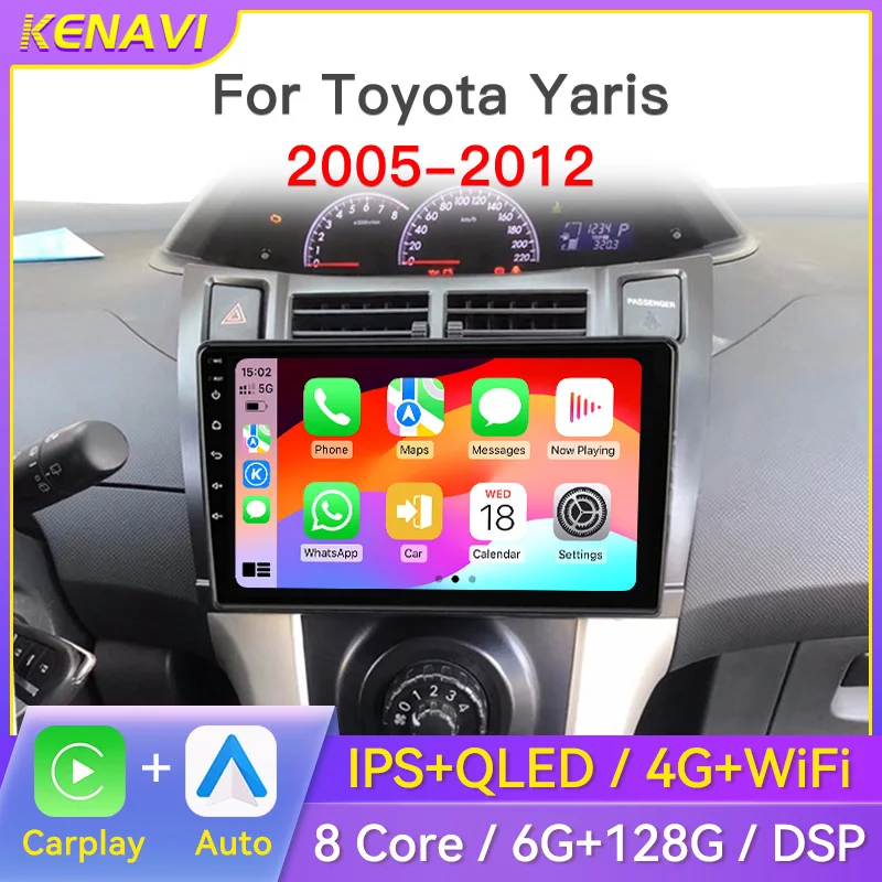

2 Din Android Car Stereo Radio For Toyota Yaris 2005 2006-2012 Multimedia Video Player Carplay Auto GPS Navigation With Screen