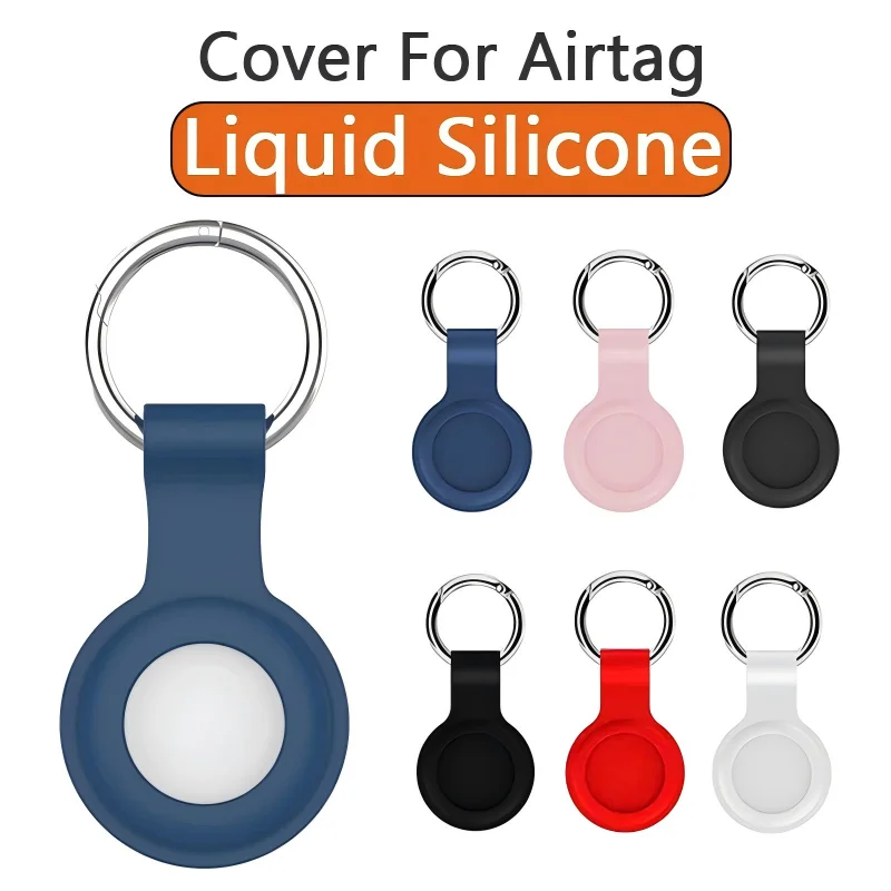 Liquid Silicone Case for Apple AirTag Protective Cover Tracker Anti‑scratch Sleeve with Keychain AirTag Accessories