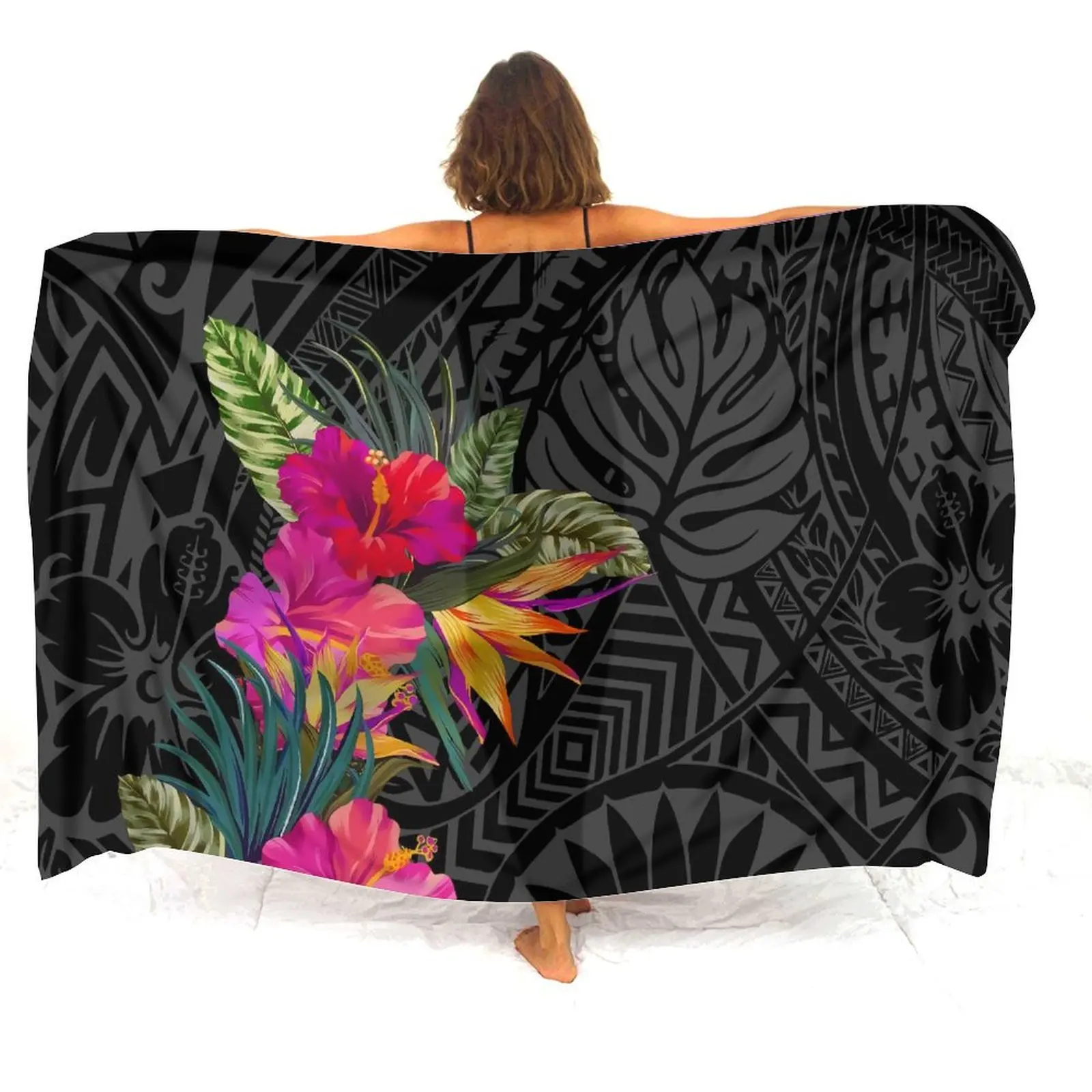 Bikini cubrir chal falda para la playa mujeres polinesio personalizado Retro moda pareos playa abrigo isla Sarong traje de baño mujer Sarong