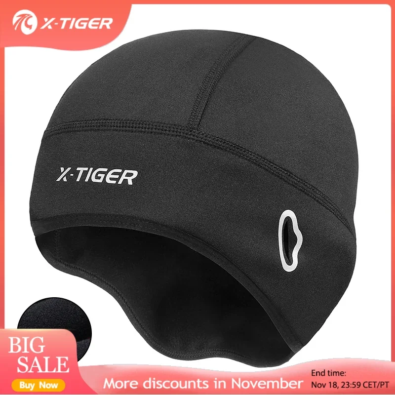 Casquettes de cyclisme molletonnées imperméables, chapeaux de vélo thermiques d'hiver, chapeaux de vélo de route de neige, chapeaux de sport chauds, couvre-chef de cyclisme X-TIGER