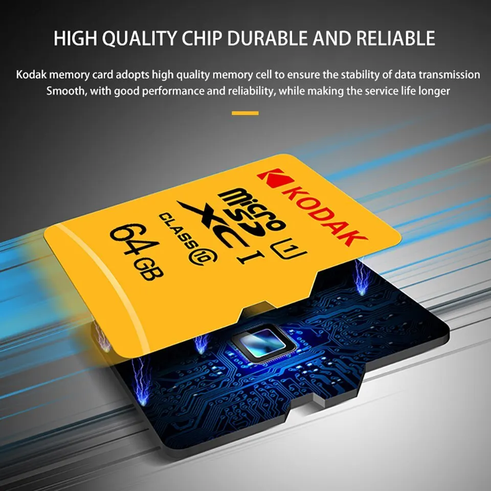 Kodak Micro SD Card Mini SD Class 10 32GB-256GB capacity, suitable for smartphones, dash recorders, drones, gimbals