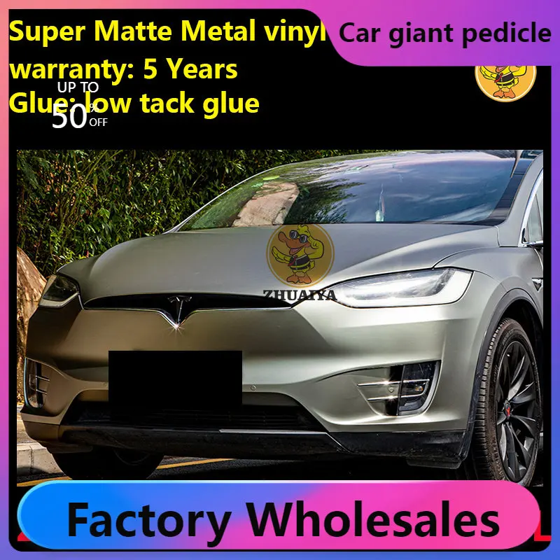 Super matte metallic Gray Green Vinyl Wrap For Car Wrapping Covering Foil Air Bubble Free Low Tack Glue152*18M/Roll 5x59ft