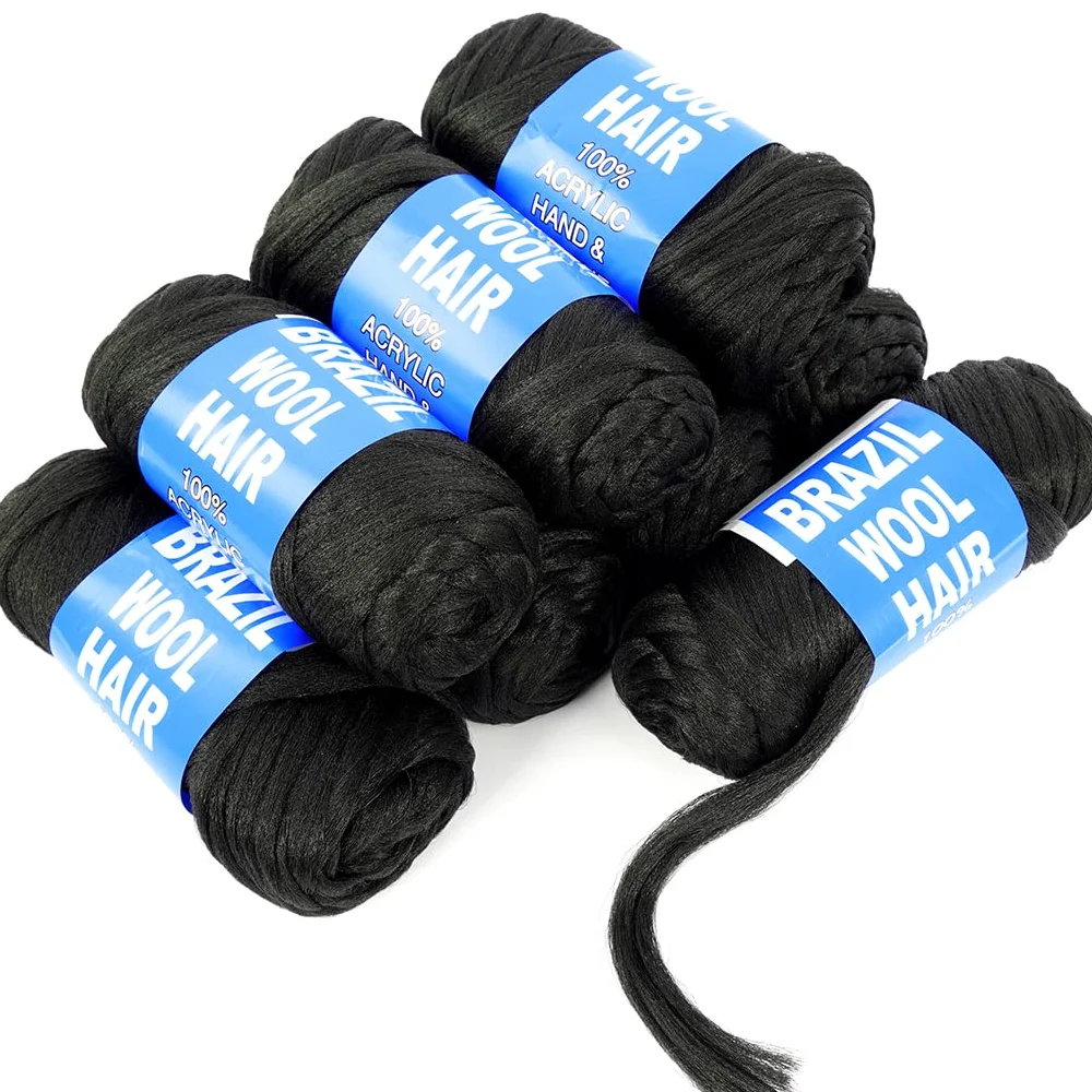 Brazilian Yarn Wool Hair Arylic Yarn for Hair Crochet Braid Twist Warps Wool Yarn for Hair Jumbo Braiding& Senegalese Twisting