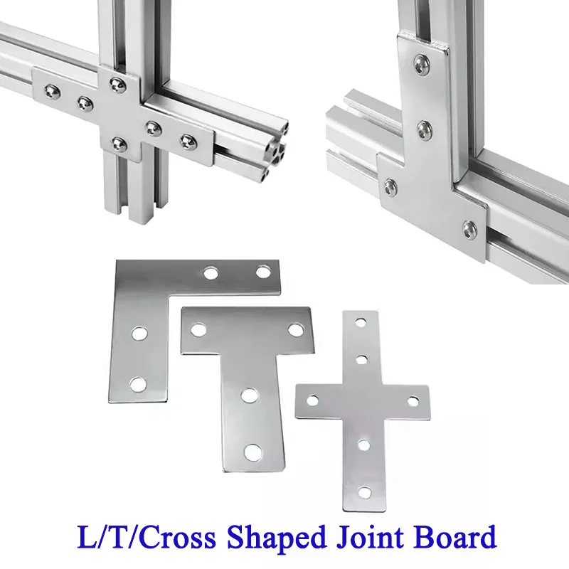 

4/10pcs Silver 20/30/40/45 L T Cross Shaped Joint Board Connection Plate Aluminum Profile Accessories Corner Bracket Right Angle