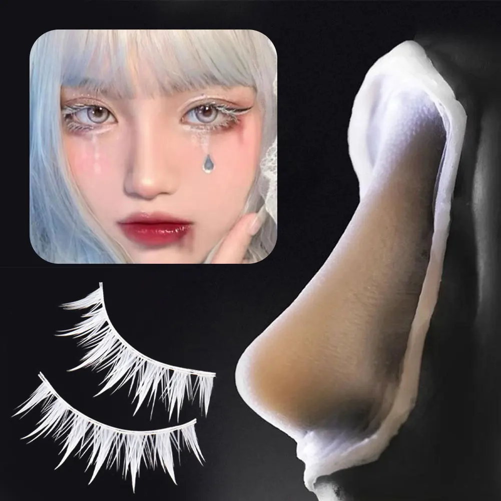 Cosplay Protein-Silikon Fake-Nase und Fake-Kinn Professionelles Make-up Spezialeffekt-Make-up & DIY Weiße Manga-Feder-Wimpern