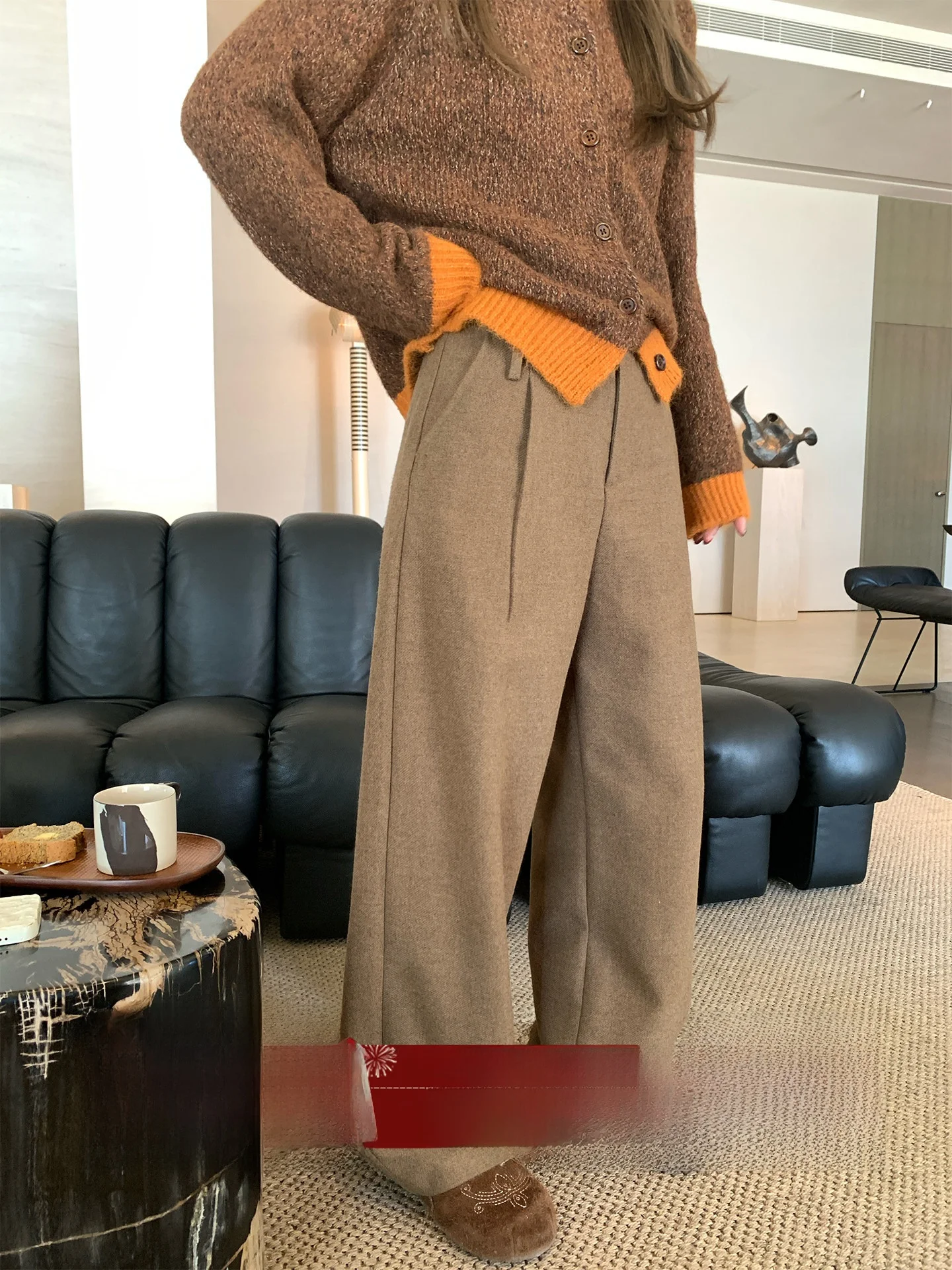 

MLS Loose Tapered Casual Pants Women's Autumn Winter New Sle 2025 3D Tailoring Wide Leg Pants Draped Straight Cut Ladies Tr...