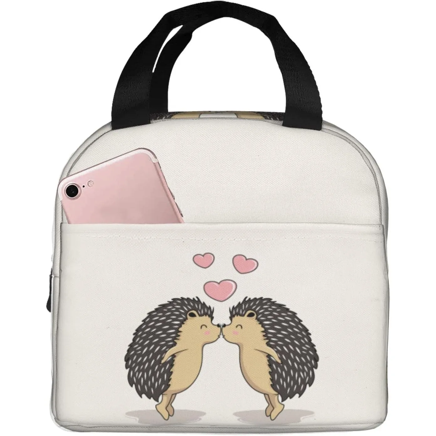 

Сумка для обеда Hedgehog Love Изолированная коробка для завтрака «Снова в школу» Многоразовые сумки для еды Портативный контейнер-тоут
