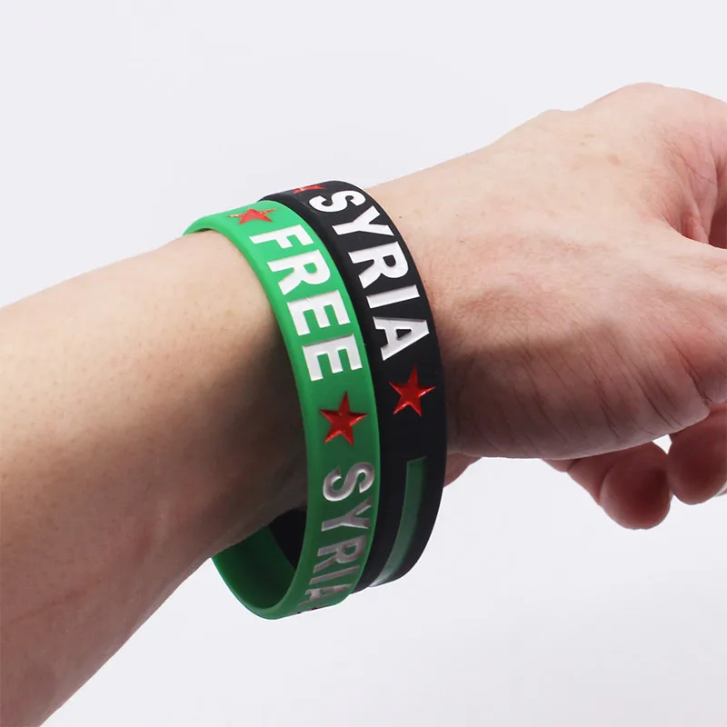 1pc Syria Flag Silicone Rubber Bracelets Sports Wrist Band Bangle For Flag Pattern Wristband Cheering Silicone Wristband