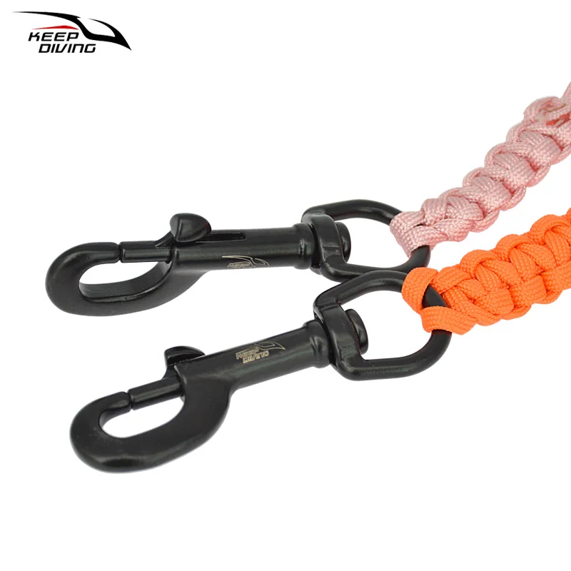 1 pz Scuba Diving 316 bullone in acciaio inox moschettone con corda intrecciata a mano luminoso fisso Anti-perso corda di sicurezza accessorio BCD