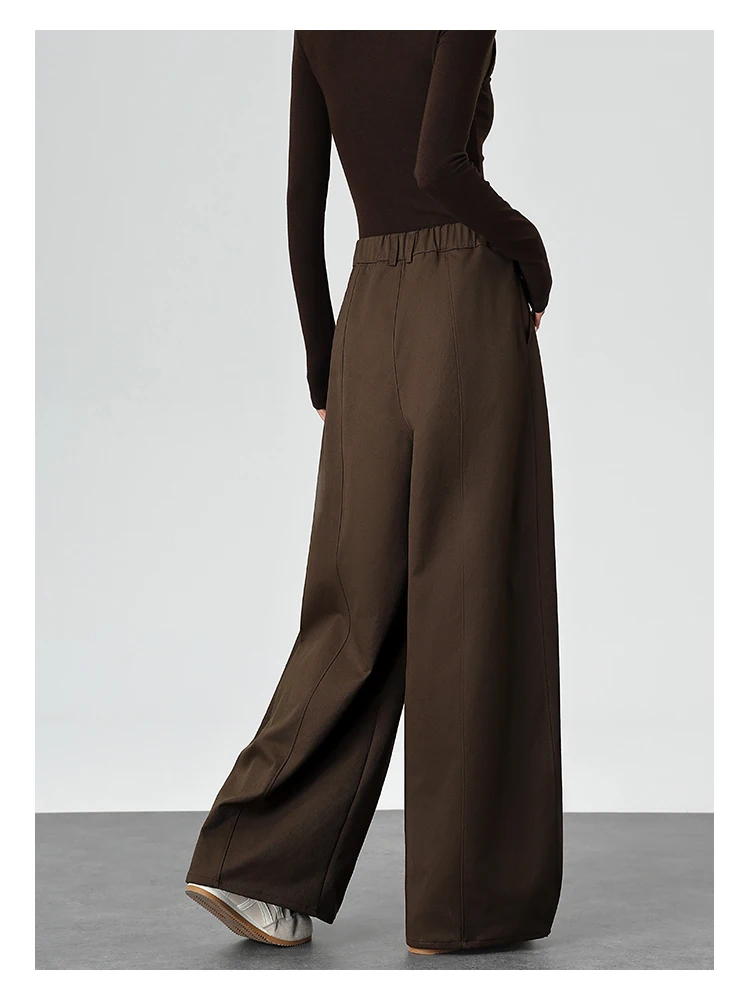 Harajuku Einfarbige Damen-Weitbein-Hose mit Hoher Taille, Übergroße Drapierte Jogginghose mit Elastischem Bund und Taschen für Herbst und Winter – Detail 11