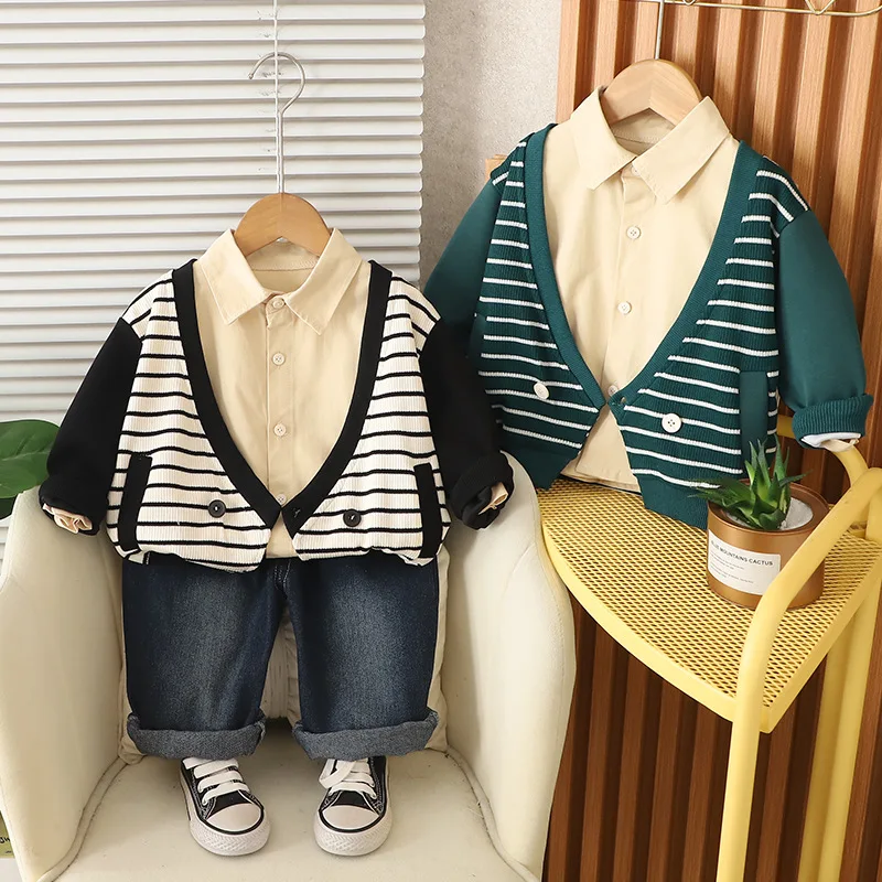 

Boys Clothing Sets Spring Autumn 2025 Children Casual Jackets Shirts Denim Trousers 3pcs Fashion Suit For Baby Outfits Kids 4 5Y