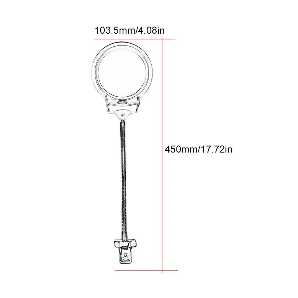 Klip Pada Desktop Kaca Pembesar Kaca Pembesar Membaca Pembesar Metal Hose LED Menyala Lampu Atas Meja Kaca Pembesar dengan Clamp