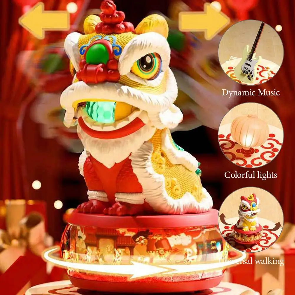Giocattolo elettrico all'ingrosso Guochao Lion Dance 26 cm Musical Light Up Walking Regalo di Capodanno |   Giocattolo festivo multidirezionale della danza del leone
