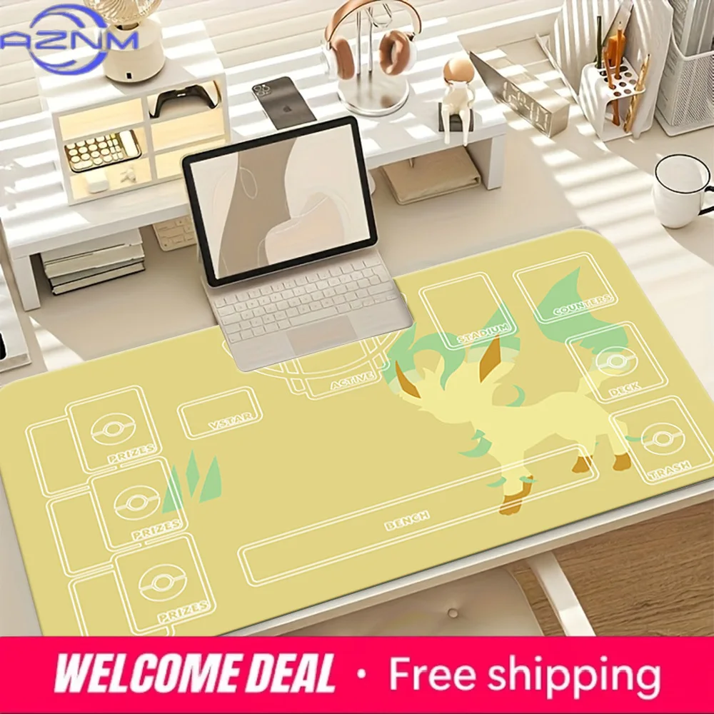 Minimalist Leafeon Pokemon TCG Battle Playmat Large Anti-slip Gaming Desk Mouse Pad Mat
